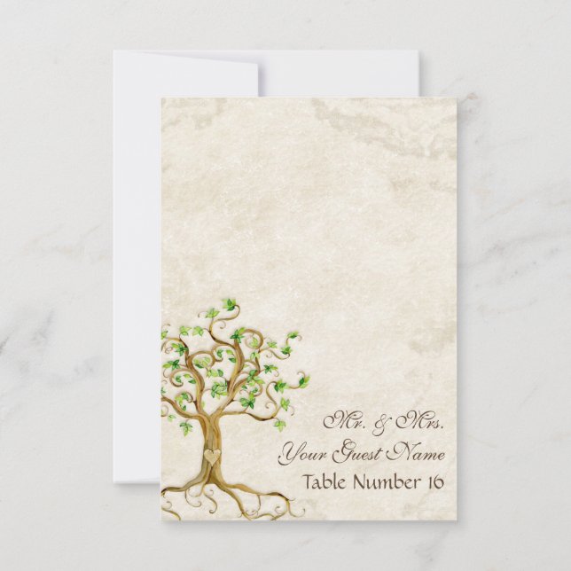 Swirl Tree Roots Antiqued Parchment Table Number (Back)