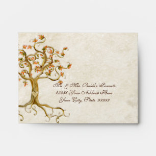 Swirl Tree Roots Antiqued Parchment Wedding Envelopes