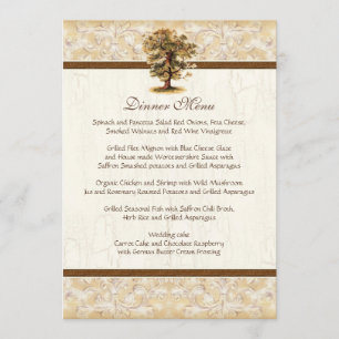 Swirl Tree Roots Antiqued Parchment Wedding Menu