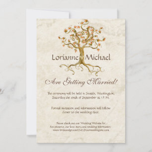 Swirl Tree Roots Antiqued Parchment Wedding Save The Date