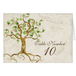 Swirl Tree Roots Antiqued Sage Table Number Cards
