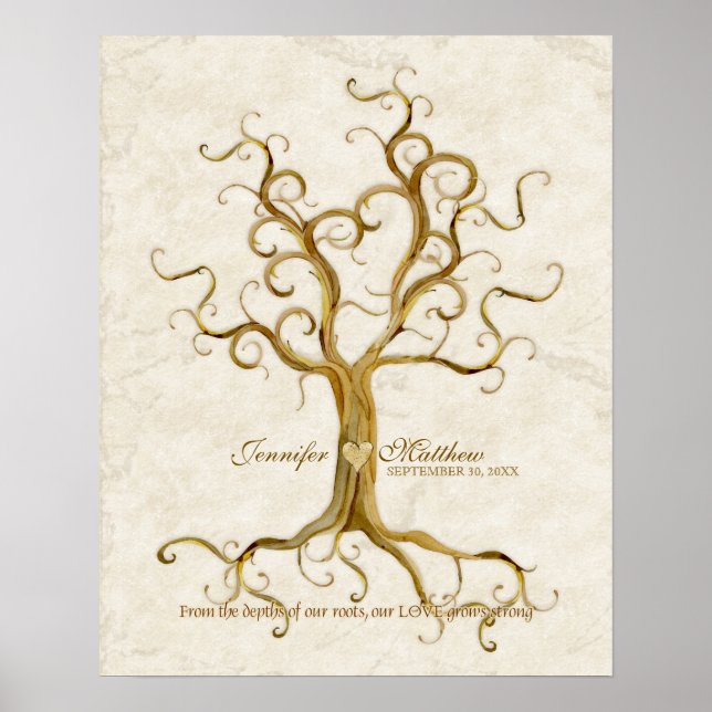 Swirl Tree Roots Antiqued Thumb Print Reception (Front)
