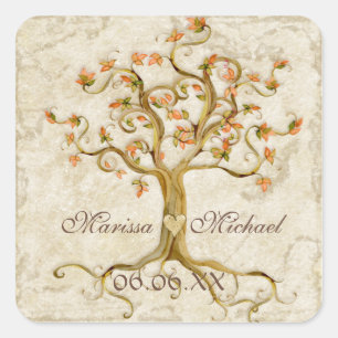 Swirl Tree Roots Antiqued Wedding Matching Seals