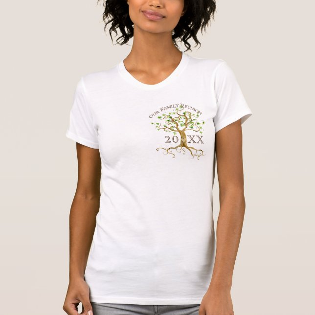 Swirl Tree Roots Personalise Family Reunion Gift T-Shirt (Front)
