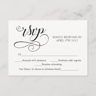 Swirl Typography RSVP Card Script Response Card