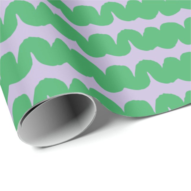 Swirl Wave Stripe Lilac Green Wrapping Paper (Roll Corner)