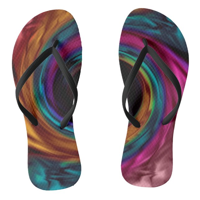 Swirl wavy silk satin multicolor pink violet blue jandals (Footbed)
