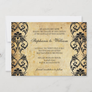 Swirl Wedding Invitation on Vintage Background