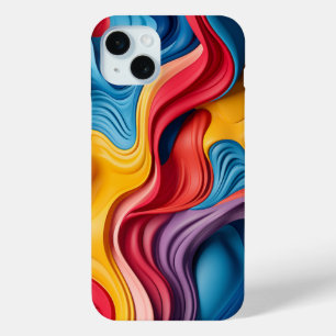 Swirled 3D forms in rainbow colours iPhone 15 Mini Case