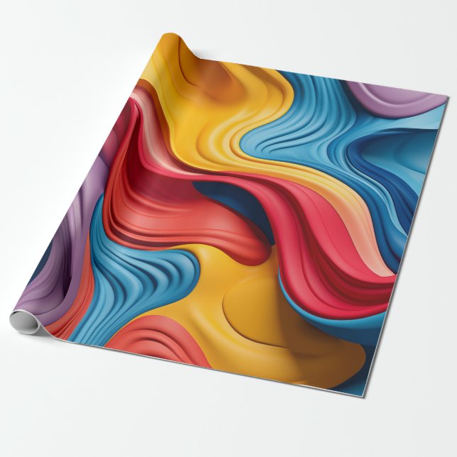 Swirled 3D forms in rainbow colours Wrapping Paper (Unrolled)