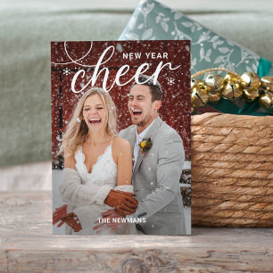 Swirled Cheer Happy New Year Photo Card