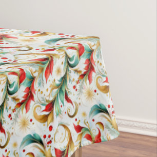 Swirled christmas floral tablecloth