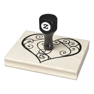 Swirled Heart, You Colour In, 4" x 5" Rubber Stamp