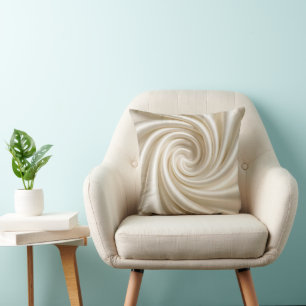 Swirled Ivory Satin Fabric Abstract Cushion