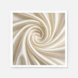 Swirled Ivory Satin Fabric Abstract Napkin
