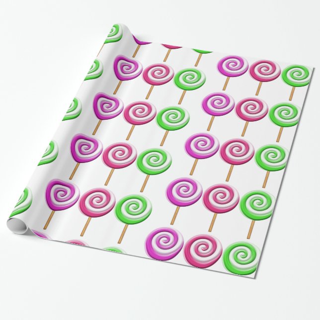 Swirled Lollipops Wrapping Paper (Unrolled)