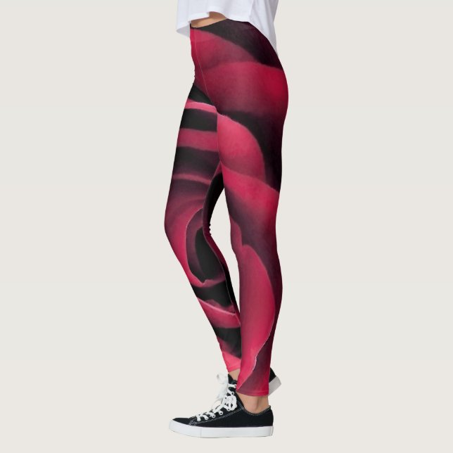 Swirled Red Rose Petals Leggings (Left)