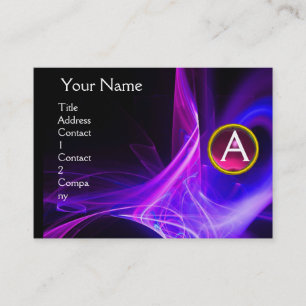 SWIRLGEM MONOGRAM Vibrant black blue pink Business Card