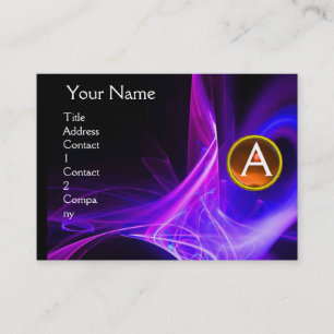 SWIRLGEM MONOGRAM Vibrant black blue pink yellow Business Card