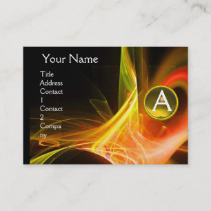 SWIRLGEM MONOGRAM Vibrant black yellow Business Card