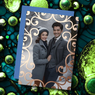 Swirlie Frame and Your Photo Foil Holiday Card