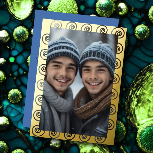 Swirlie Frame and Your Photo Foil Holiday Card (Creator Uploaded)