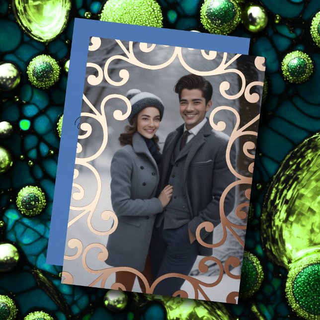 Swirlie Frame and Your Photo Foil Holiday Card (Creator Uploaded)