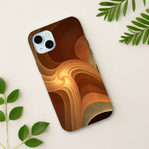Swirling Abstract Brown Gradient Fractal iPhone 15 Mini Case