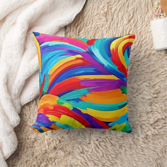 Swirling Abstract Colours Painting Art Cushion (Blanket)
