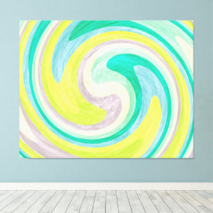 Swirling Abstract in Green, Yellow, and Aqua Canvas Print