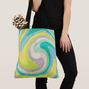 Swirling Abstract in Green, Yellow, and Aqua Tote Bag