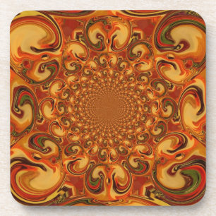 Swirling Abstract  orange, brown, and green tones  Coaster
