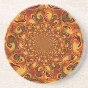 Swirling Abstract  orange, brown, and green tones  Coaster