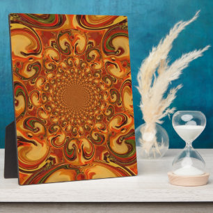 Swirling Abstract  orange, brown, and green tones  Plaque