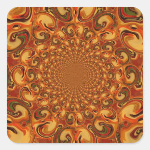 Swirling Abstract orange, brown, and green tones Square Sticker
