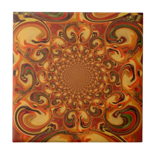 Swirling Abstract  orange, brown, and green tones  Tile