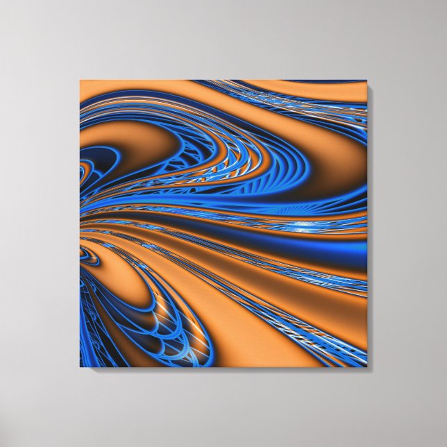 Swirling Black and White Fractal Wrapped Canvas (Front)