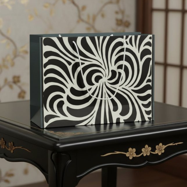 Swirling Black and White Katagami Large Gift Bag (Creator Uploaded)