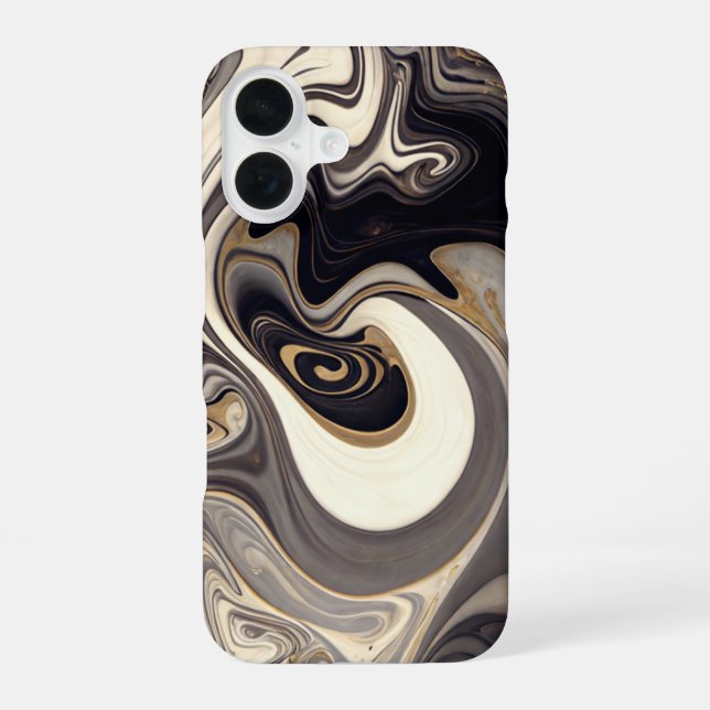 Swirling Black iPhone 16 Case (Back)
