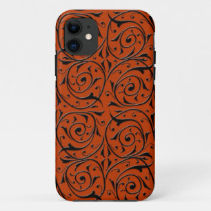 Swirling Black Vines on Copper Orange Case-Mate iPhone Case