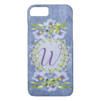 Swirling Blue Flax Flowers Monogram