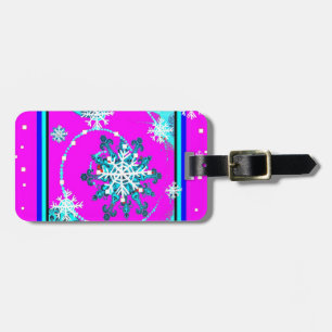 Swirling Blue Snow Flakes by Sharles Luggage Tag