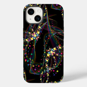 Swirling bubbles in multi-colours pattern Black BG Case-Mate iPhone 14 Case