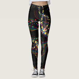 Swirling bubbles in multi-colours pattern Black BG Leggings