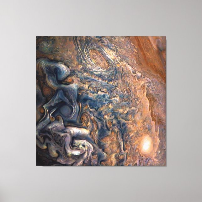 Swirling Clouds of Planet Jupiter Close Up Canvas Print (Front)