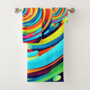 Swirling Colours in Psychedelic Tunnel Bath Towel Set