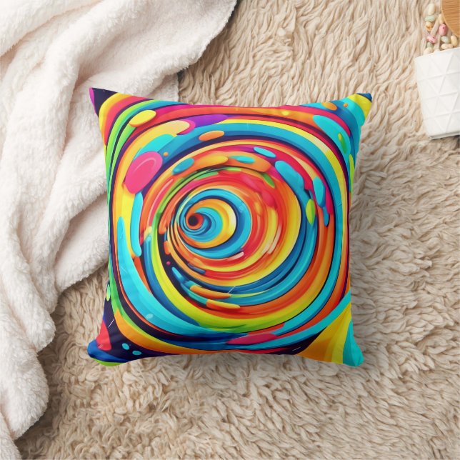 Swirling Colours in Psychedelic Tunnel Cushion (Blanket)