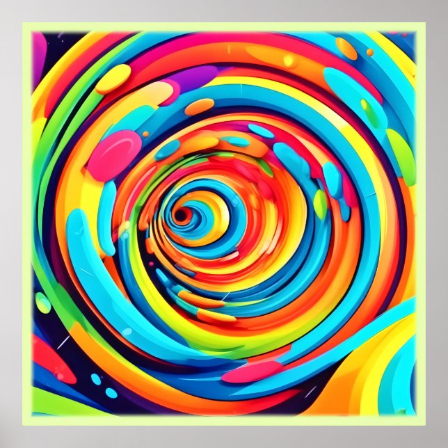 Swirling Colours in Psychedelic Tunnel Poster (Front)