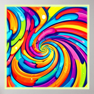 Swirling Colours, Psychedelic Spiral, Colourful Ch Poster