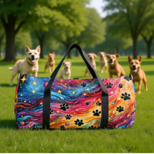 Swirling Cosmic Paw Print  Duffle Bag